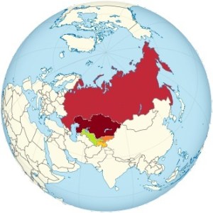 Karte von Russland und Zentralasien (Kasachstan, Kirgisistan, Tadhschikistan und Usbekistan) 
